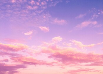 Pink and purple clouds in evening sky